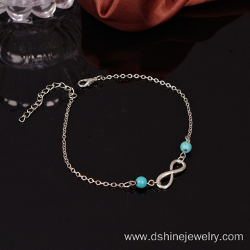 Turquoise Beads Infinite Charms Chain Cheap Ankle Bracelets